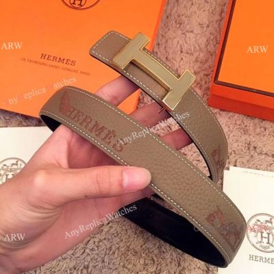 2018 Copy Hermes Brown&Black Reversible Belt Unisex Belt